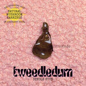 TweedleDum Natural Mushroom Single Stud Earring